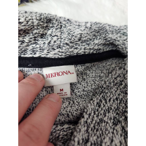 Merona Womens Tunic Sweater Black White Marled Long Sleeve Cowl Neck Pullover M - Picture 5 of 6